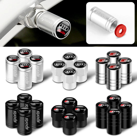 Car Wheel Tire Valve Caps Stem Case with Logo Auto Accessories For Audi Sline RS S TT A1 A2 A3 A4 A5 A6 A7 A8 8P B6 B7 B8 C5 C6