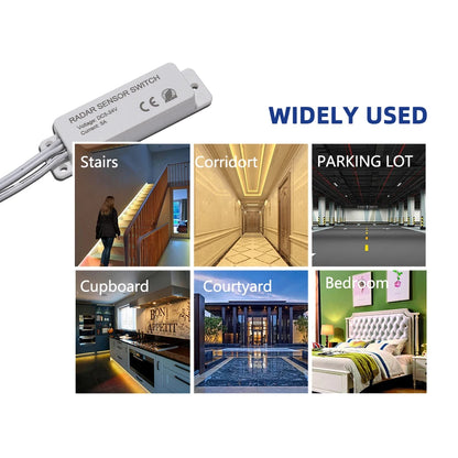Wood/Glass/Acrylic Partition 5.8GHz Microwave Radar Motion Sensor Hidden Switch for DC5-24V 12V 5A LED Single Color Strip Light