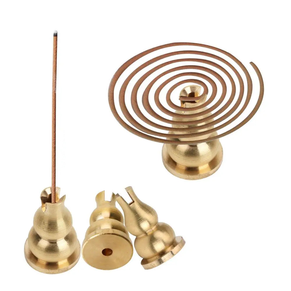 Brass Incense Burner Holder For Incense, Stick Coil Bottle Gourd Shaped Copper Incense Holder, Copper Censer