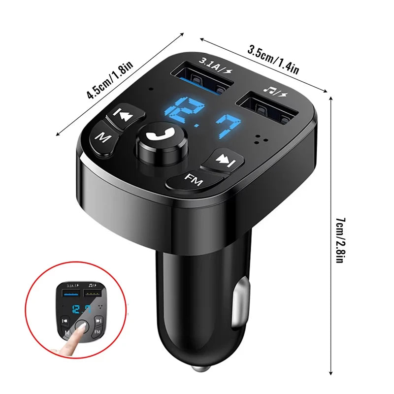 Bluetooth 5.0 Fm Transmitter Car Wireless Fm Radio Modulator Car Kit Dual USB Car Charger Adapters FM Transmitter Receiver