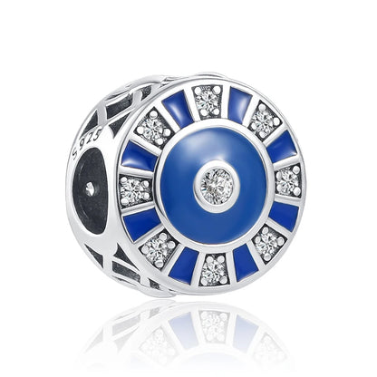 Blue Sparkling Zircon Star Moon Series Charms Beads Fit Original Bracelet Women DIY Pendant Accessories Jewelry 925 Silver Gifts