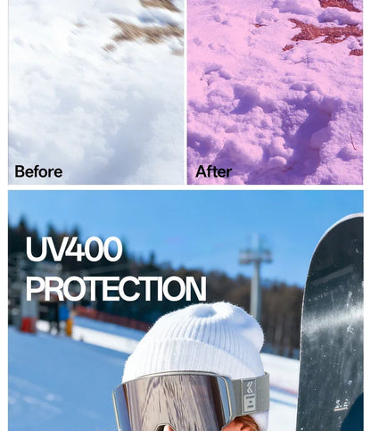Kapvoe Flip Over Magnetic Snow Goggles Photochromic Ski Men Snowmobile Anti-Fog Snowboard Goggles Women Ski Equipment UV400