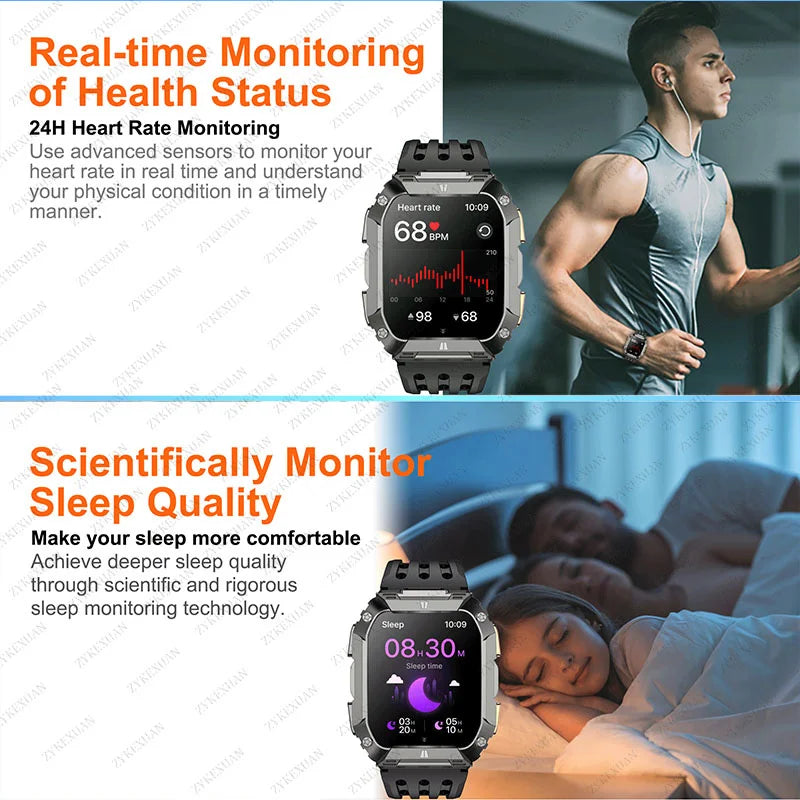 New 1000mAh Battery Smart Watch, 1.95 Inch AMOLED Screen, Men Outdoorsports Watch, IP68 Waterproof Bluetooth Call Sports Smartwatch