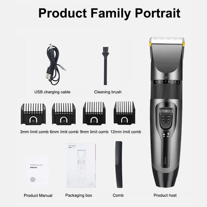 Electric Hair Clipper Men's Professional Hair Clipper Ceramic Blade Household Low Noise Trimmer USB Charging Men's Haircut Tools