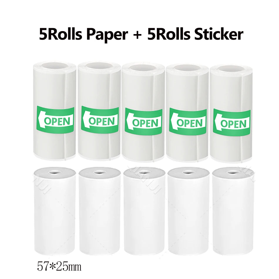 Thermal Printer Papers 57mm Color Papers for Camera Instant Print Kids Camera Printing Inkless Mini Portable Photo Printer