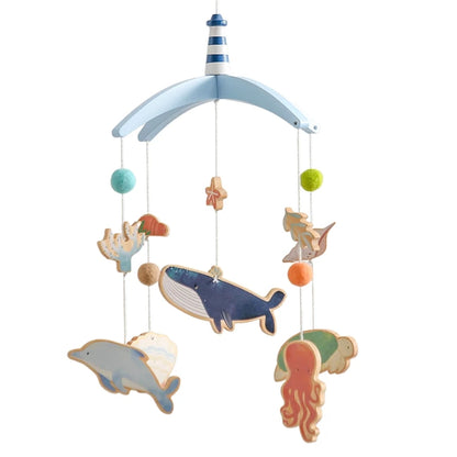 Newborn Baby Rattles Toys, 0-12 Months Soft Felt Whale Bed Bell Infant Mobile Crib Hanging Musical Carousel Toy, Boys Girls Gift