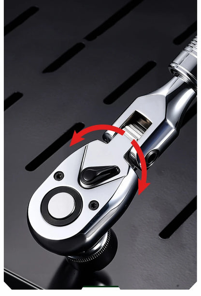 1/4，3/8，1/2 Inch Drive Socket Adjustable Ratchet Wrench Extendable Handle Wrench 72-Tooth Quick-Release Reversible