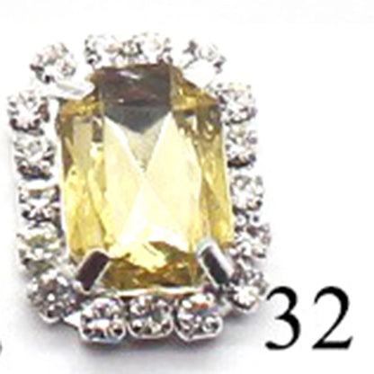 10Pcs, 15*20mm Metal Rectangle Rhinestone Sewing Accessories, DIY Clothing Hair Jewelry Decorative Accessories