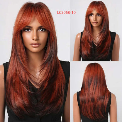 CharmSource Blonde Long Hair Natural Straight Wig, Synthetic Wigs  for Women Daily Party High Density