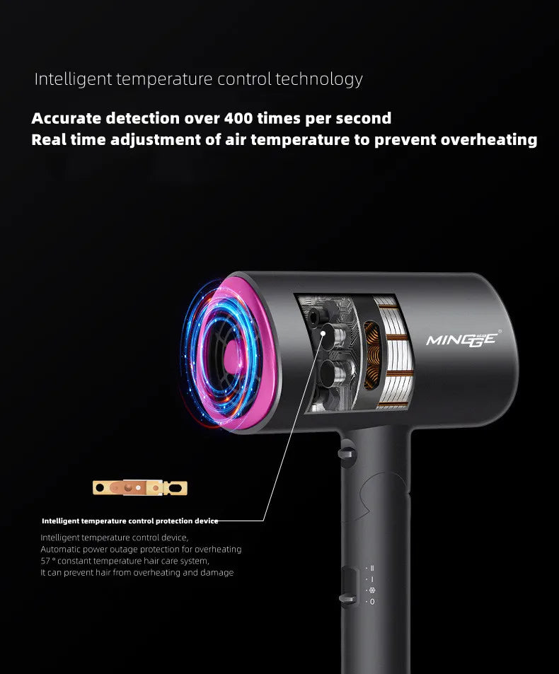 Popular Foldable Hair Dryer 1800W Blue Light Negative Ion Super Silent US/EU/UK Plug 110V/220V Home Barber Recommended