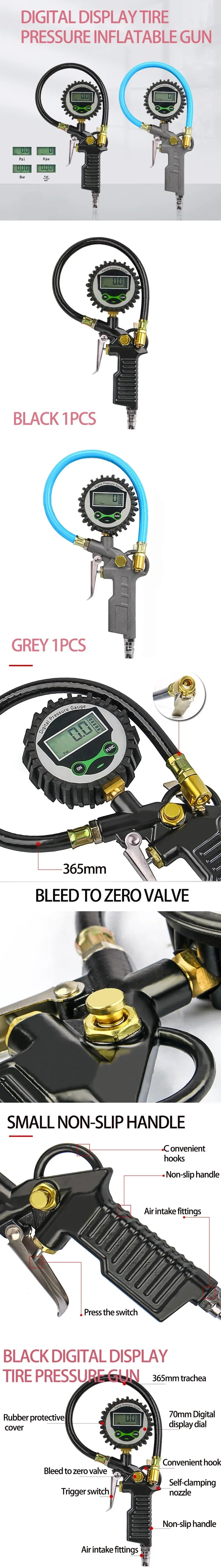 Reloj electrónico digital de presión de neumáticos para coche, pistola de inflado de neumáticos, pistola inflable para medir la presión del aire