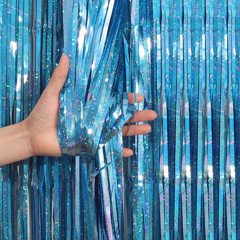 2/3M Party Background Wedding Decoration Foil Fringe Curtain Sequin Bachelorette Photo Backdrop Wall Curtain Birthday Baby Shower