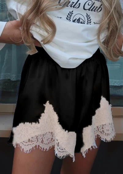 Women Satin Silk Lace Trim Shorts, Silky Low Rise Boxer Shorts, Y2k Teen Girls Cute Y2K Coquette Lounge Slip Bottoms, HIRIGIN