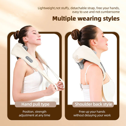 Foreverlily 26W Brushless Motor Neck and Shoulder Massager, Wireless Shoulder and Back Kneading Massage Shawl, Neck Masajeador
