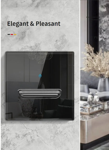 Wall Light Switch Chrome Toggle Press Button Tempered Glass Plate Blue LED Light 1 2 3 4 Gang White Black Gray Gold
