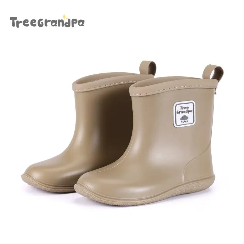 Kids Rain Boots Girls Boys Rainboots Anti-Slip Children Baby Rain Shoes PVC Waterproof Mid-Calf Water Shoes Soft Rubber