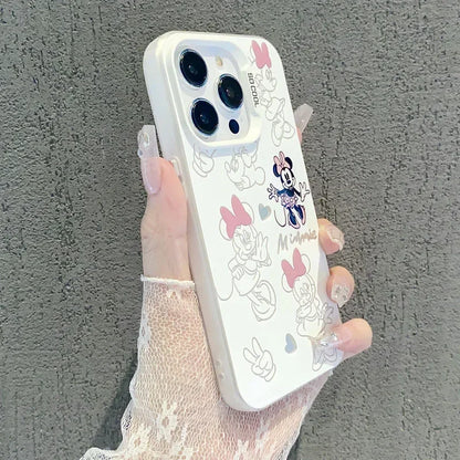 Lovely Mickey Minnie Mouse Cartoon Cute Couple Phone Case For iPhone 16 15 14 13 12 11 Pro Max XR XS Max 7 8 Plus MINI, Y2K Cover