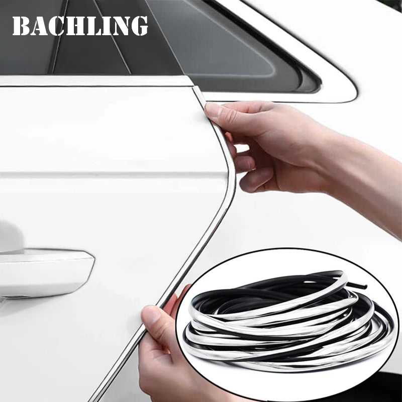 2/5/10M Car Door Edge Scratch Protector DIY Trim Strips Guard Cover Strip Roll Chrome Styling Moulding Trim Strip