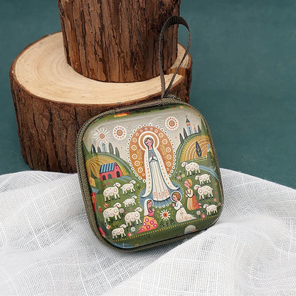 7x7cm, Virgin Mary Jesus Prayer Rosary Bag, Religious Jewelry Storage Box, Articulos Religiosos Catolico