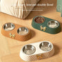 Pet Supplies, Bow-tie Bowknot Cats Food Bowl, PP Base Dog Bowl, Stainless Steel Double Pet Accessories, Feeding Drinking Double Bowl