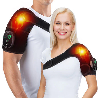 Thermal Knee Massager 3-in-1 Shoulder, Knee, and Elbow Heating Massage Support Brace Rechargeable Vibration Pad Machine Muscle Relaxer