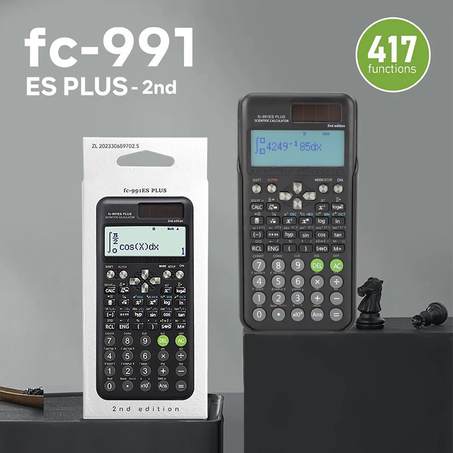 Scientific Calculators Math Calculator with 417 Functions 10+2 Digit Display Dual Power Supply Ideal for Teachers Students