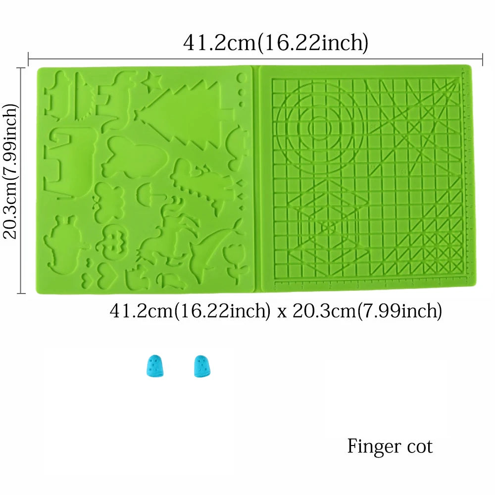 3D Printing Pen Silicone Design Mat with 2 Finger Protectors Template Drawing Tools Silicone Pad Drawing Tools for Kids Adults