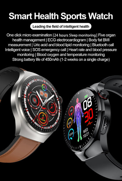 New Nursing Grade Smart Watch, Blood oxygen Blood Lipid Uric Acid ECG+PPG Body Temperature Bluetooth Call Health Smartwatch, Apple Health