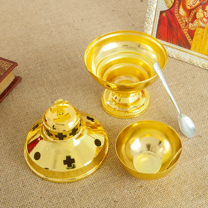 Church Supplier, High Polished Gold Plated Hanging Incense Burner, Orthodox Censer, Church Home Decoration Catholic Chalice, HTISOK