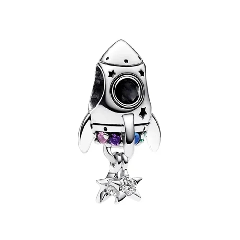 New Fashion 925 Sterling Silver Romantic Starry Sky Moon Sun Stars Pendant Fit Original Charms Bracelet Women Jewelry Gift