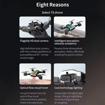 T6 Drone 8K Profesional 4K HD GPS Camera Obstacle Avoidance Aerial Photography Optical Flow Foldable Quadcopter 1KM Universal