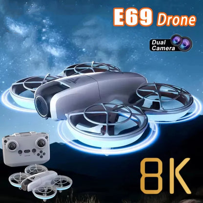 Lenovo E69 Drone HD Dual 8K Camera Optical Flow Aircraft Screen Control Aerial Brushless Photography Remote Control Aircraft