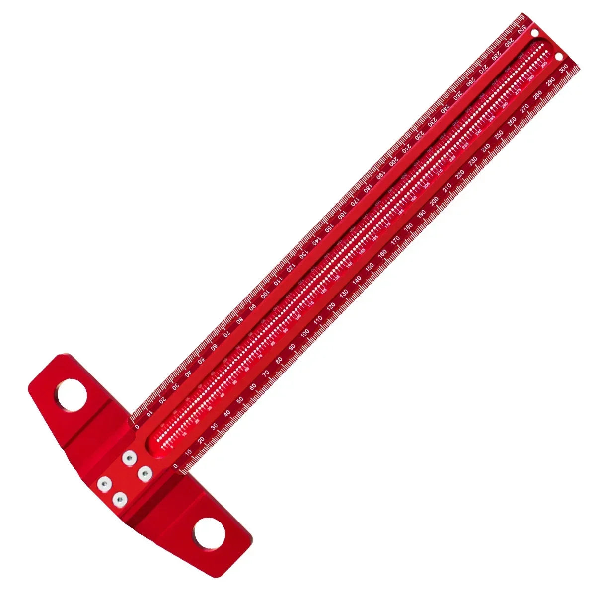 Precision Marking T-Ruler Aluminum Alloy Woodworking Scribe Marking Gauge Deluxe Crossed-out Hole Scribing Ruler Measuring Tools