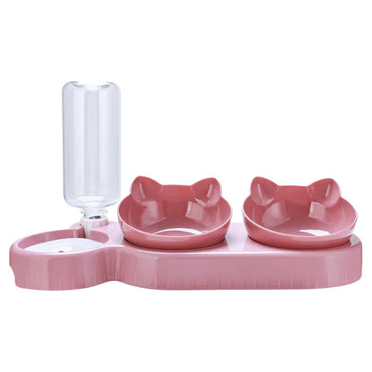 3 in 1 Cat Feeder, Automatic Water Dispenser, Double Bowl, Pet Bowl for Small Dogs Cats, Pet Food Container, Cat Accessories