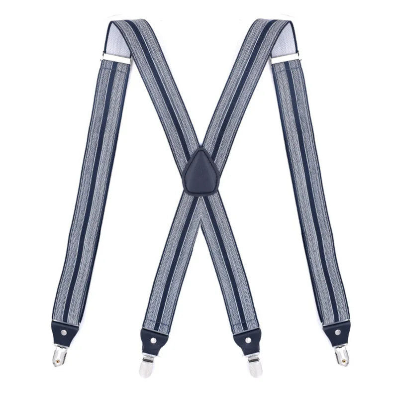 35/25/20mm Wide Men's Suspenders High Elastic Adjustable 4 Strong Clips Heavy Duty X-Back Trousers Braces