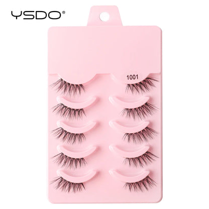 YSDO 5/10 Pairs Half Lashes Cat Eyelashes Soft Natural Clear Band False Lashes Natural Wispy Faux 3d Mink Eyelashes Makeup Tools