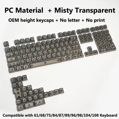 Full Sets Transparent Keycaps for Mechanical Keyboard Front/Side/None Print RGB Backlit Full/Misty Transparent Keycap 130+ Key