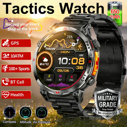 2026 New Outdoor GPS Sports Smartwatches Men Compass 10ATM Waterproof 24/7 Health Monitoring ChatGPT Bluetooth Call Smart Watch