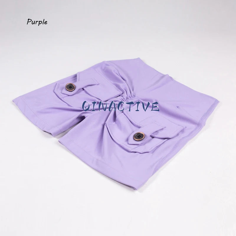 Pantalones Cortos de Yoga QINACTIVE para Mujer con Bolsillos, Fruncidos en los Glúteos, Mallas de Gimnasio de Cintura Alta con Efecto Push Up, Pantalones Cortos Deportivos Sexy para Glúteos, Fitness