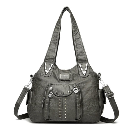 Luxury Designer Handbag Women High capacity Vintage Soft Leather Ladies Casual Large Capacity Shoulder Crossbody Bag Travel Sac
