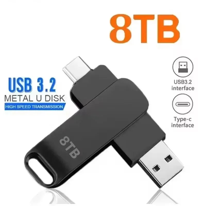 64TB USB 3.2 Flash Drives High-Speed Transfer Metal Pendrive Memory Card Pendrive Flash Disk Memoria Waterproof Stick 2026 New