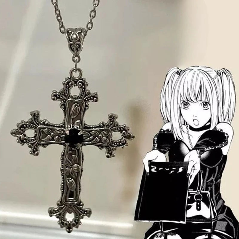 Y2K Punk Crystal Big Cross Pendant Necklaces for Women Men, Gothic Irregular Cross Clavicle Chain Necklaces, Aesthetic Jewelry