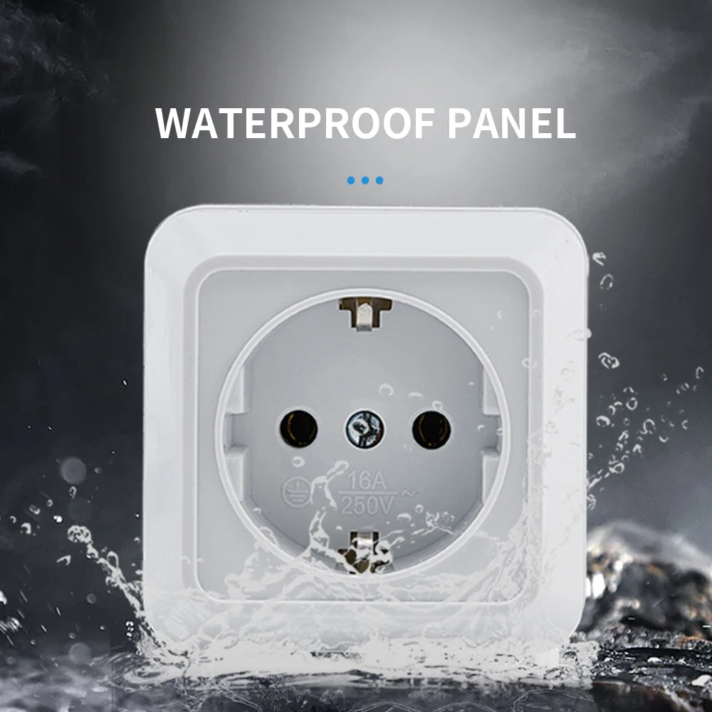 WESA White Wall Mount Socket EU Standard Electrical Outlett Ground Vintage Surface Power Socket Plug Flame Retardant Plastic