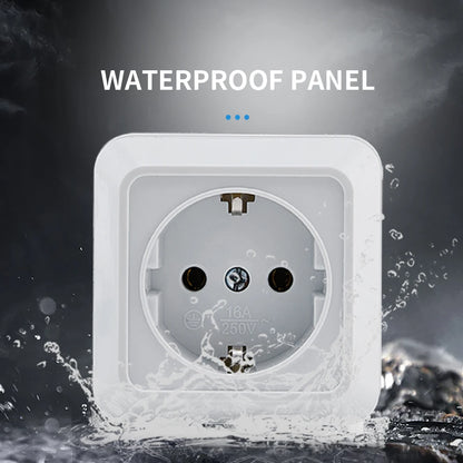 WESA White Wall Mount Socket EU Standard Electrical Outlett Ground Vintage Surface Power Socket Plug Flame Retardant Plastic