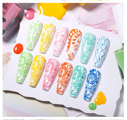 BORN PRETTY 10ml 25 Colors Nail Stamping Polish Nail Art Varnish with Peel Off Nail Latex Black White Colorful Stamp Polish