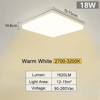 Square Led ceiling lamp, bedroom lighting, Neutral white, cold white, warm white, 48W 36W 24W 18W led ceiling light room, MARPOU