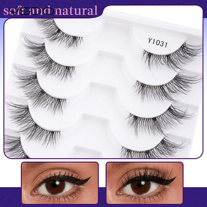 YSDO 5/10 Pairs Half Lashes Cat Eyelashes Soft Natural Clear Band False Lashes Natural Wispy Faux 3d Mink Eyelashes Makeup Tools