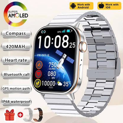 NEW Fashion Built-in 6 Stars GPS Position Smart Watch, Women 2.01'' AMOLED HD Screen IP68 Waterproof Sport  Bracelets For Ladies
