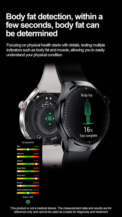 New Nursing Grade Smart Watch, Blood oxygen Blood Lipid Uric Acid ECG+PPG Body Temperature Bluetooth Call Health Smartwatch, Apple Health
