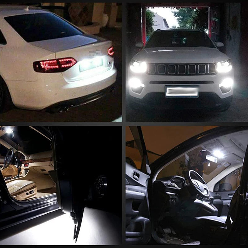 2/4/6/8/10/20 Pcs, T10 W5W LED Bulbs, Car Interior Dome Maps Trunk License Plate Lights, 12V COB-12SMD 7500K White Yellow Red Blue